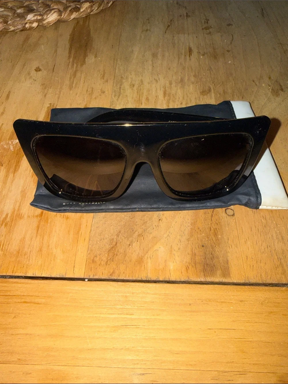 Quay Australia Cafe Racer Oversized Square Sunglasses Black Frame